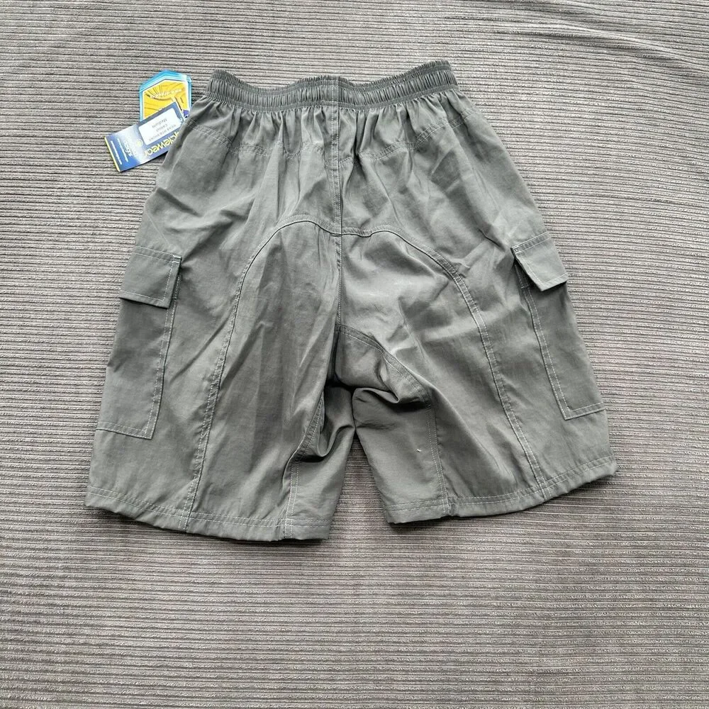 Cyclewear Cargo Shorts Men Medium Gray Nylon Padded Cycling Outdoors 11' Inseam.
